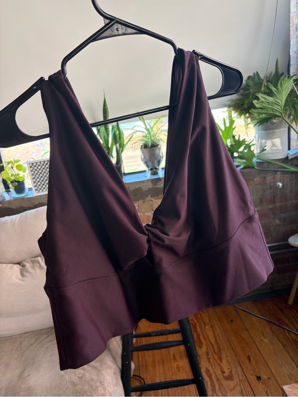 Old Navy PowerSoft 3X Burgundy Deep V Longline Sports Bra